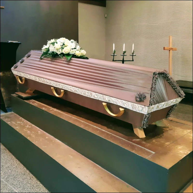 Draped coffin